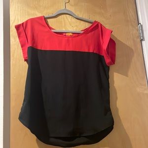 Black and Red Colorblock Blouse